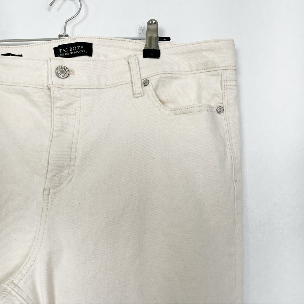Talbots Cream Cotton Denim Straight Leg‎ Pants Slim Ankle Size 16 - Picture 4 of 12